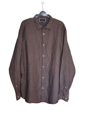 Linen Charles Tyrwhitt Brown Button Down Shirt Classic Fit XL